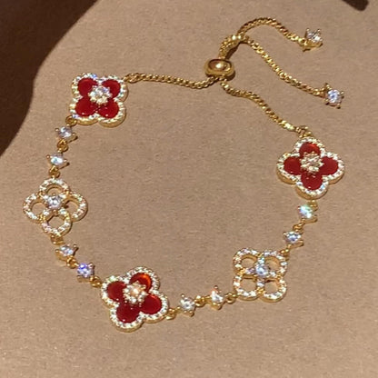 ¡®Moco¡¯CLOVER 5 MOTIF PINK BLUE RED WHITE BRACELET