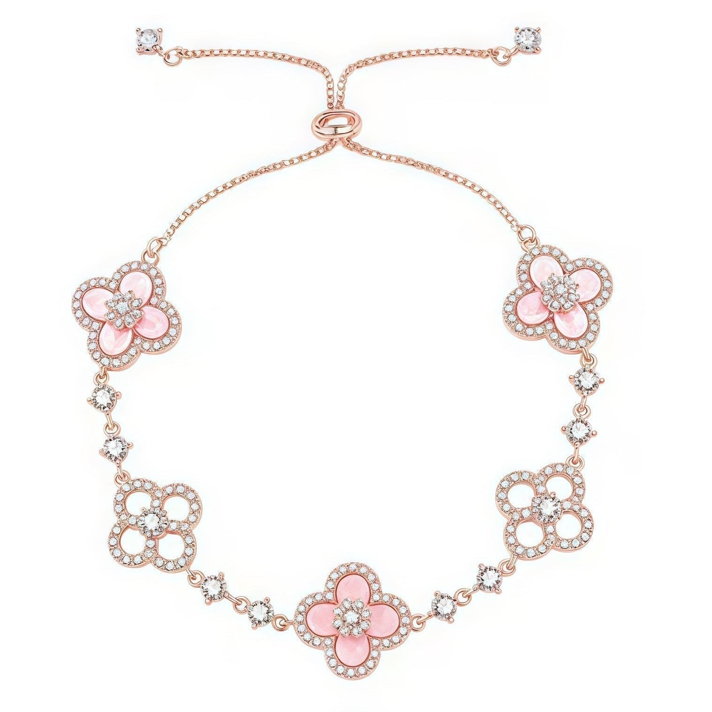 ¡®Moco¡¯CLOVER 5 MOTIF PINK BLUE RED WHITE BRACELET