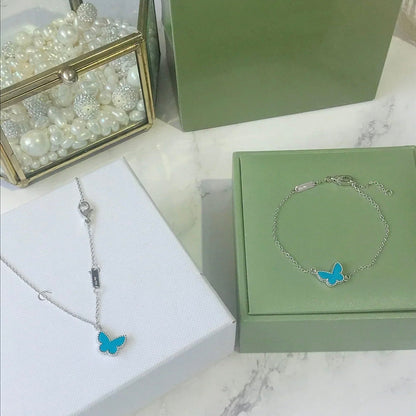 ¡®Moco¡¯BUTTERFLY TURQUOISE BUTTERFLY BRACELET SILVER