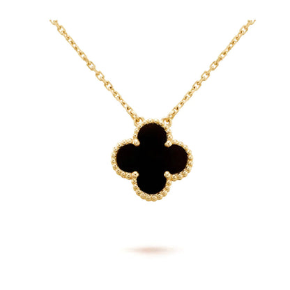 ¡®Moco¡¯CLOVER 15MM BLACK ONYX SINGLE FLOWER NECKLACE