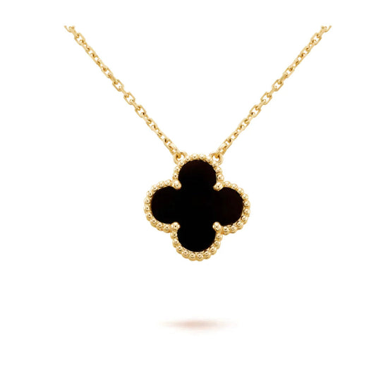 ¡®Moco¡¯CLOVER 15MM BLACK ONYX SINGLE FLOWER NECKLACE