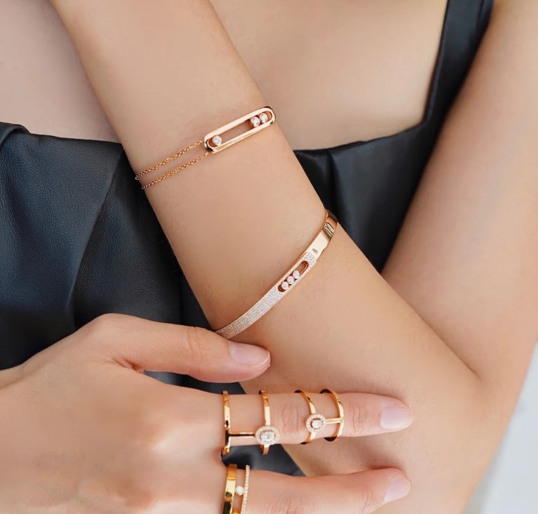 [ Moco ]Move Noa Rose Gold Pavé Diamond Bangle Bracelet