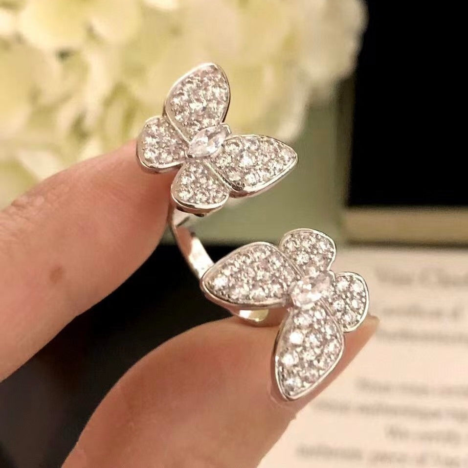 ¡®Moco¡¯TWIN SILVER BUTTERFLY DIAMOND RING