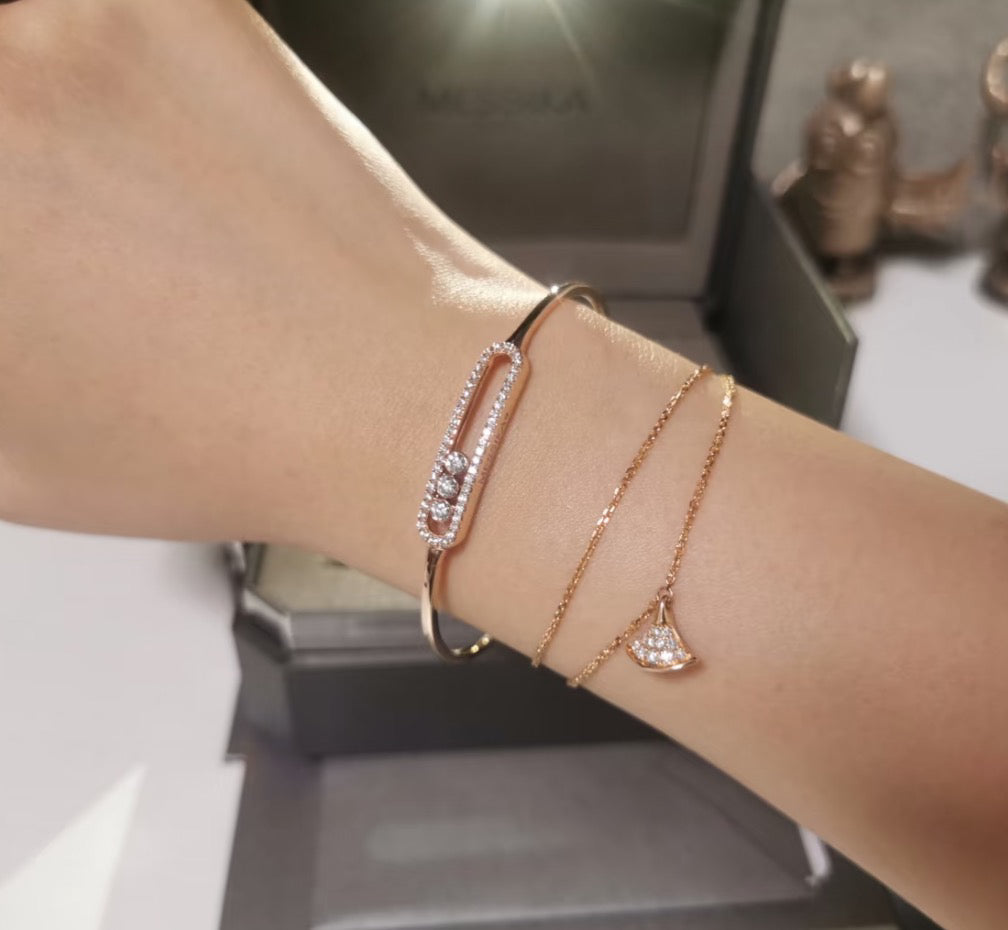 [ Moco ]Move Pavé Diamond Bangle Bracelet M