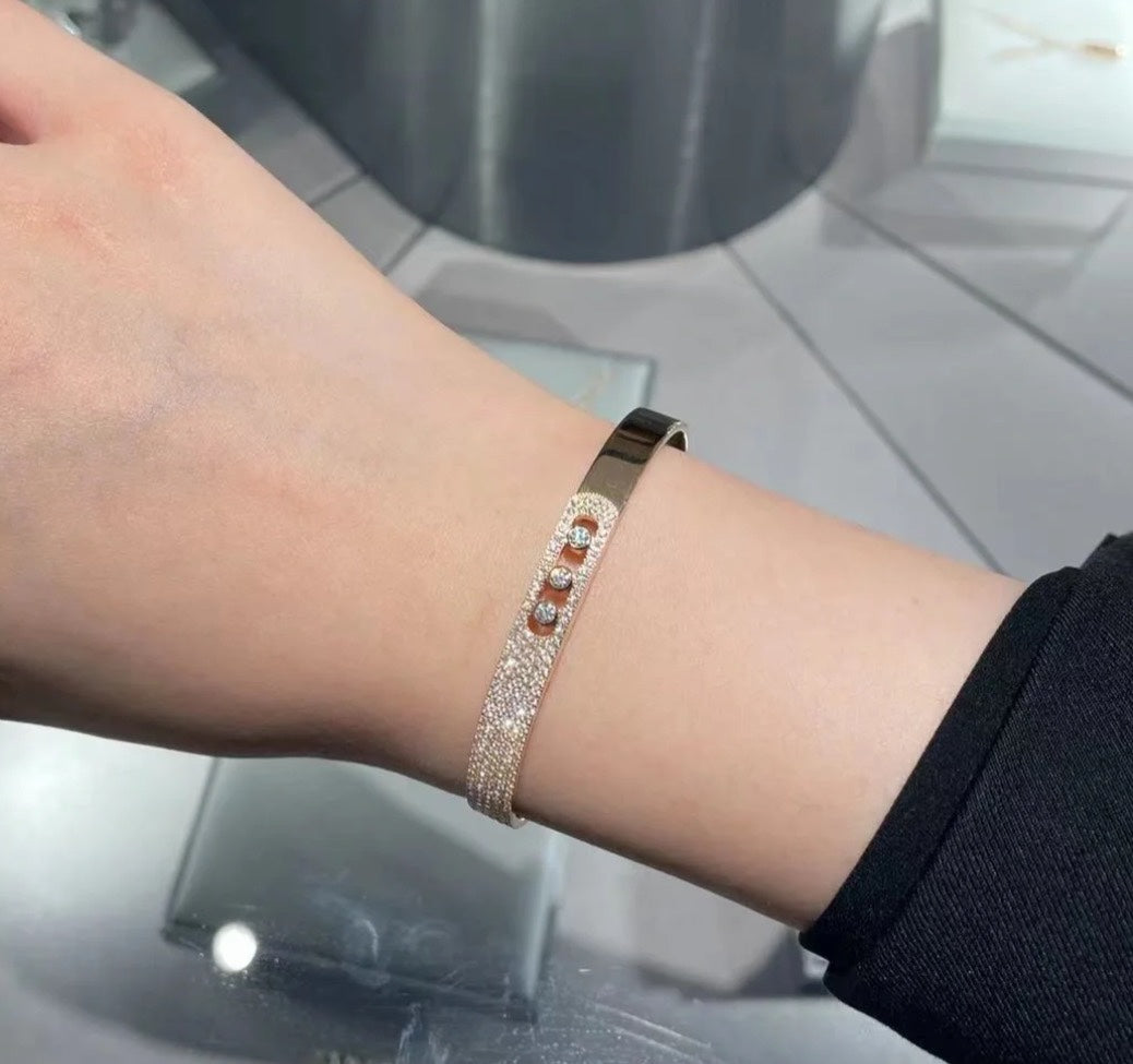 [ Moco ]Move Noa Rose Gold Pavé Diamond Bangle Bracelet