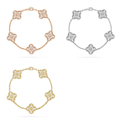[Moco] New  CLOVER 5 MOTIF FULL DIAMOND BRACELET COLLECTION