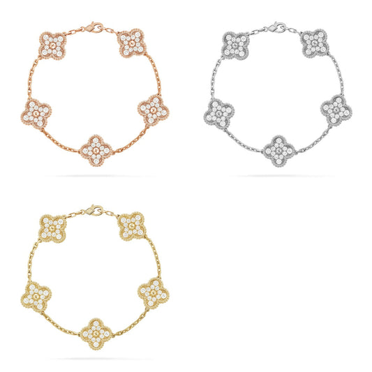 [Moco] New  CLOVER 5 MOTIF FULL DIAMOND BRACELET COLLECTION