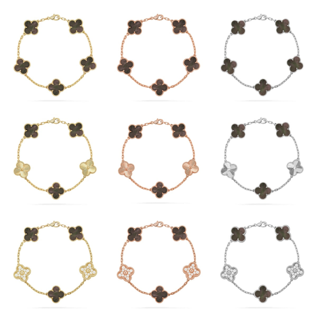 [Moco]New CLOVER 5 MOTIF GRAY MOP BRACELET COLLECTION