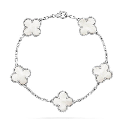 [Moco]New CLOVER WHITE PEARL MOP 5 MOTIF BRACELET COLLECTION