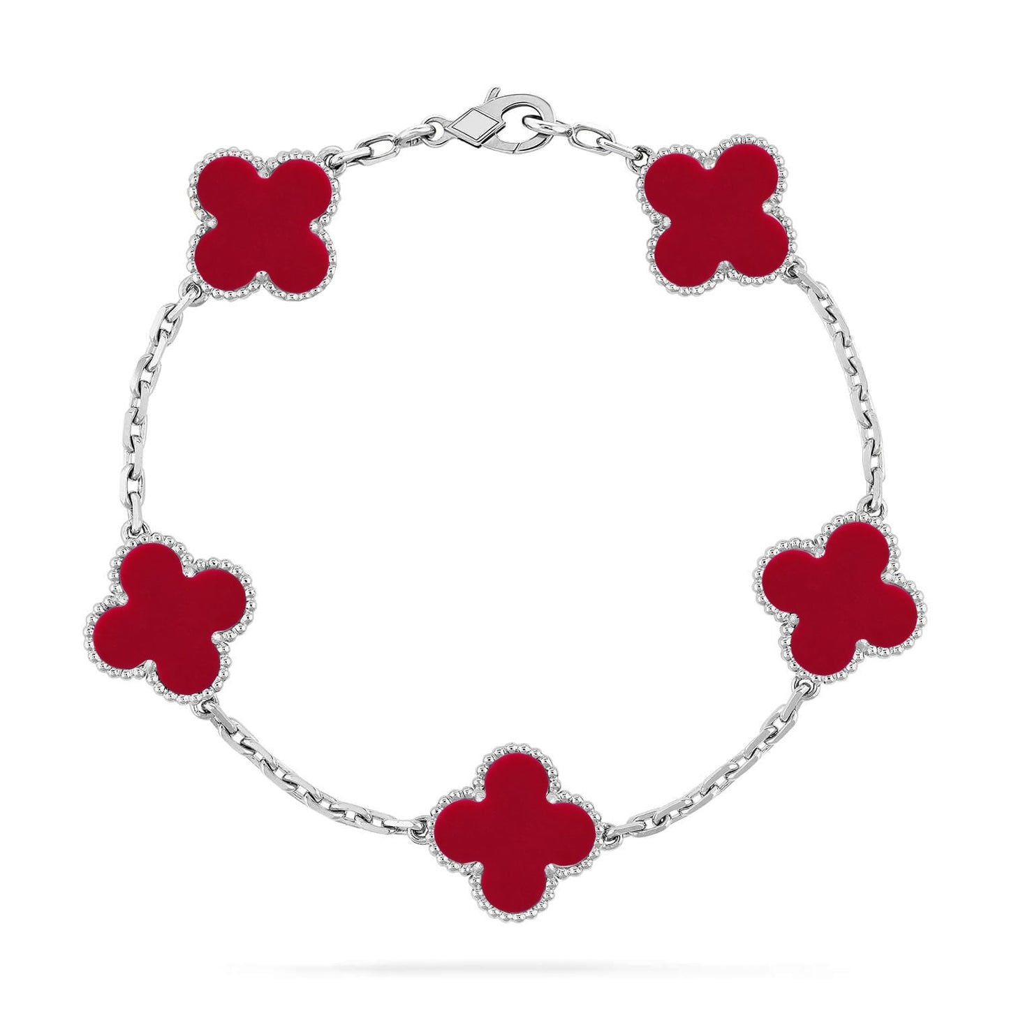 [Moco]New  CLOVER 5 MOTIF RED CORNELIAN BRACELET COLLECTION