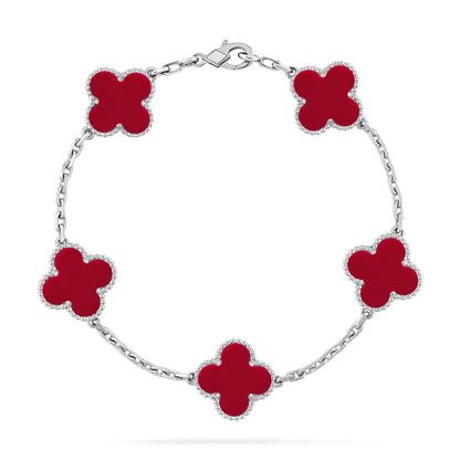 [Moco]New  CLOVER 5 MOTIF RED CORNELIAN BRACELET COLLECTION