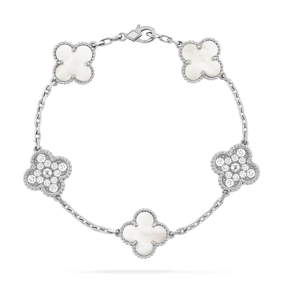 [Moco]New CLOVER WHITE PEARL MOP 5 MOTIF BRACELET COLLECTION
