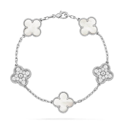 [Moco]New CLOVER WHITE PEARL MOP 5 MOTIF BRACELET COLLECTION