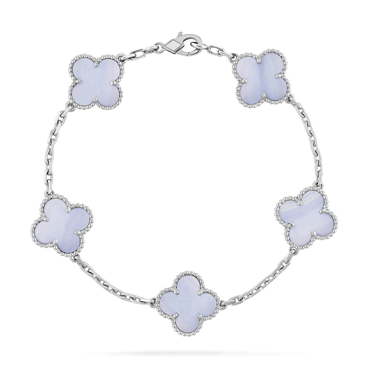 [Moco]New  CLOVER 5 MOTIF PURPLE CHALCEDONY BRACELET COLLECTION