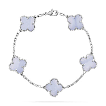 [Moco]New  CLOVER 5 MOTIF PURPLE CHALCEDONY BRACELET COLLECTION