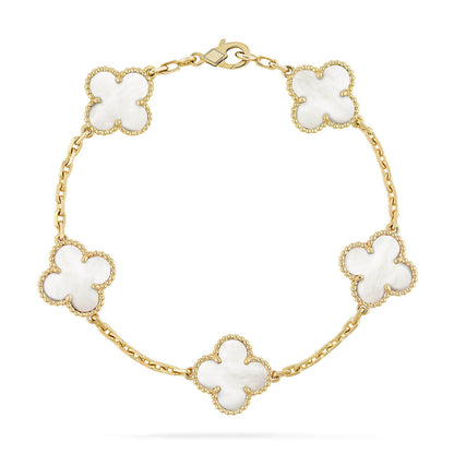 [Moco]New CLOVER WHITE PEARL MOP 5 MOTIF BRACELET COLLECTION