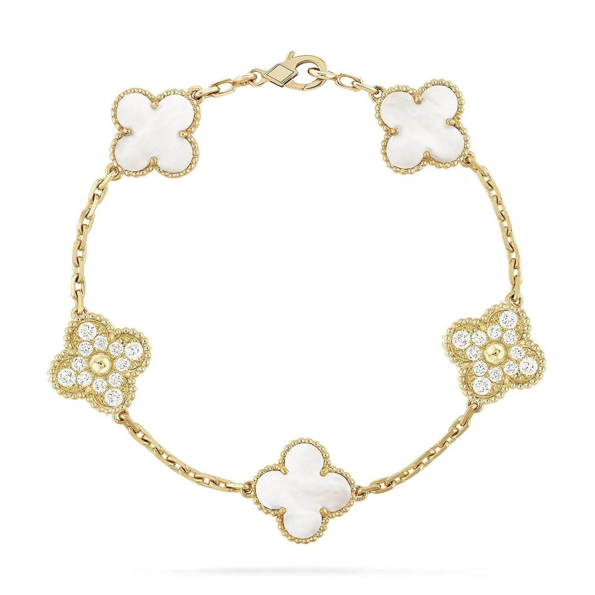 [Moco]New CLOVER WHITE PEARL MOP 5 MOTIF BRACELET COLLECTION