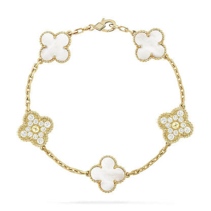[Moco]New CLOVER WHITE PEARL MOP 5 MOTIF BRACELET COLLECTION