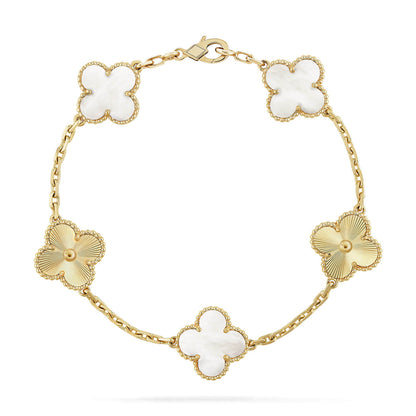 [Moco]New CLOVER WHITE PEARL MOP 5 MOTIF BRACELET COLLECTION