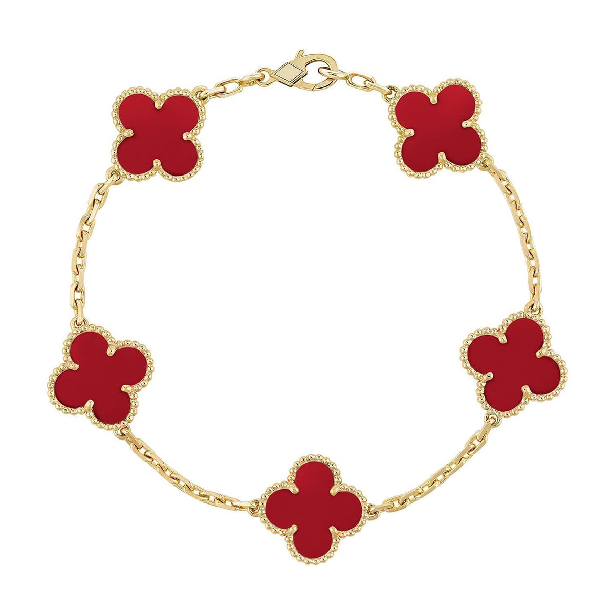[Moco]New  CLOVER 5 MOTIF RED CORNELIAN BRACELET COLLECTION