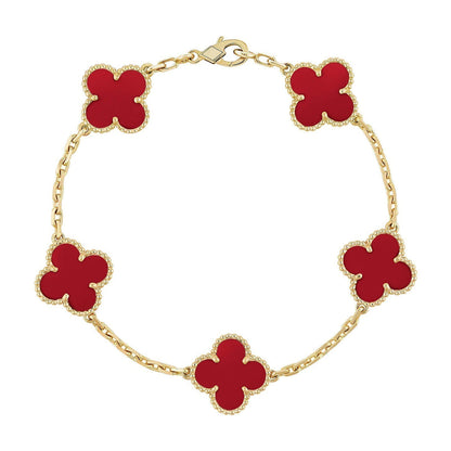 [Moco]New  CLOVER 5 MOTIF RED CORNELIAN BRACELET COLLECTION