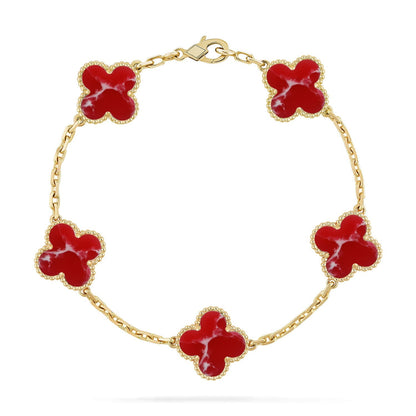 [Moco]New CLOVER 5 MOTIF RED PATTERN BRACELET COLLECTION