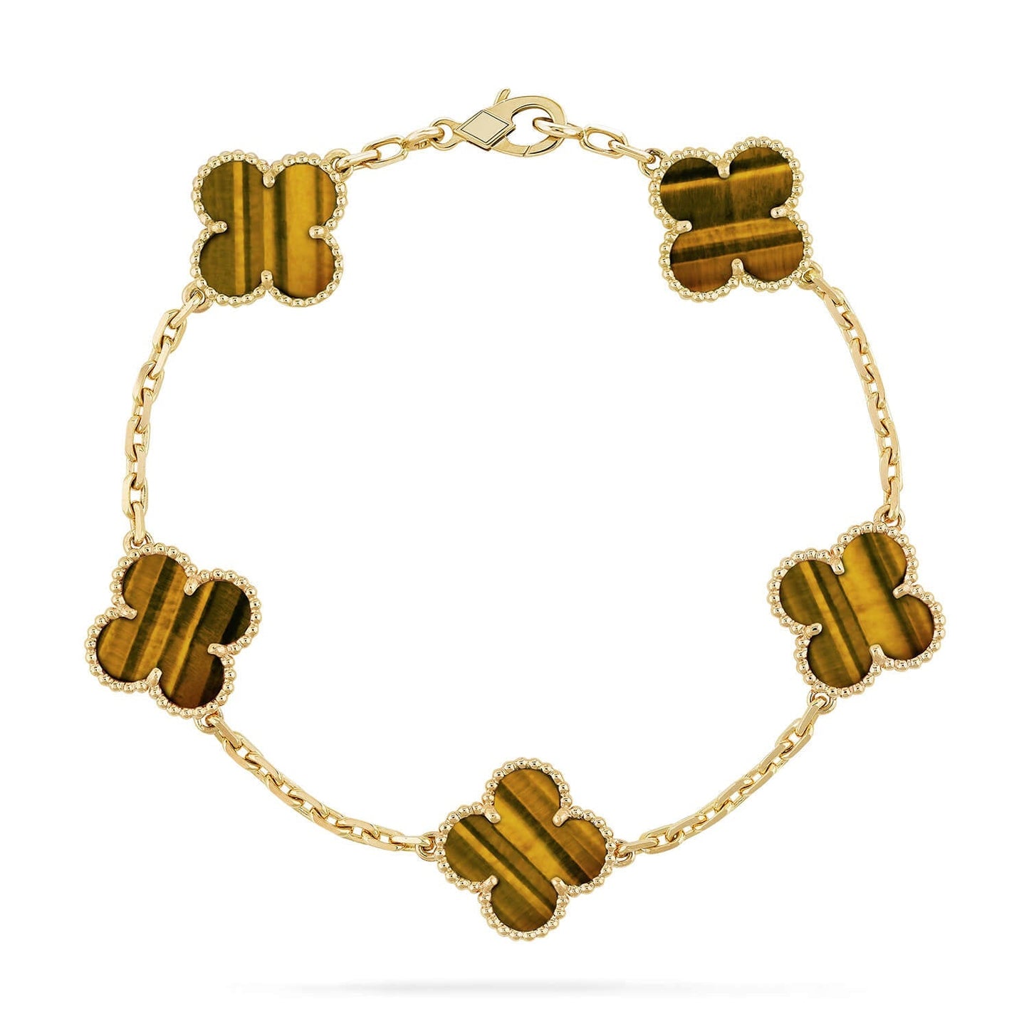 [Moco]New  CLOVER 5 MOTIFS TIGER EYE BRACELET COLLECTION