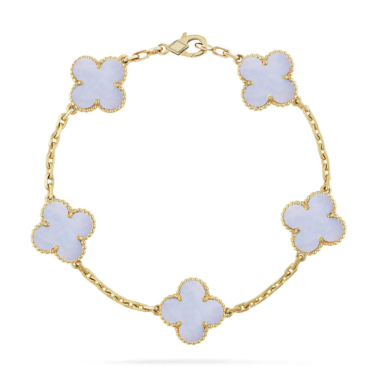 [Moco]New  CLOVER 5 MOTIF PURPLE CHALCEDONY BRACELET COLLECTION