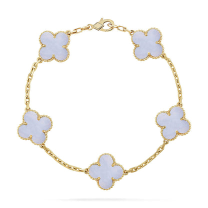 [Moco]New  CLOVER 5 MOTIF PURPLE CHALCEDONY BRACELET COLLECTION