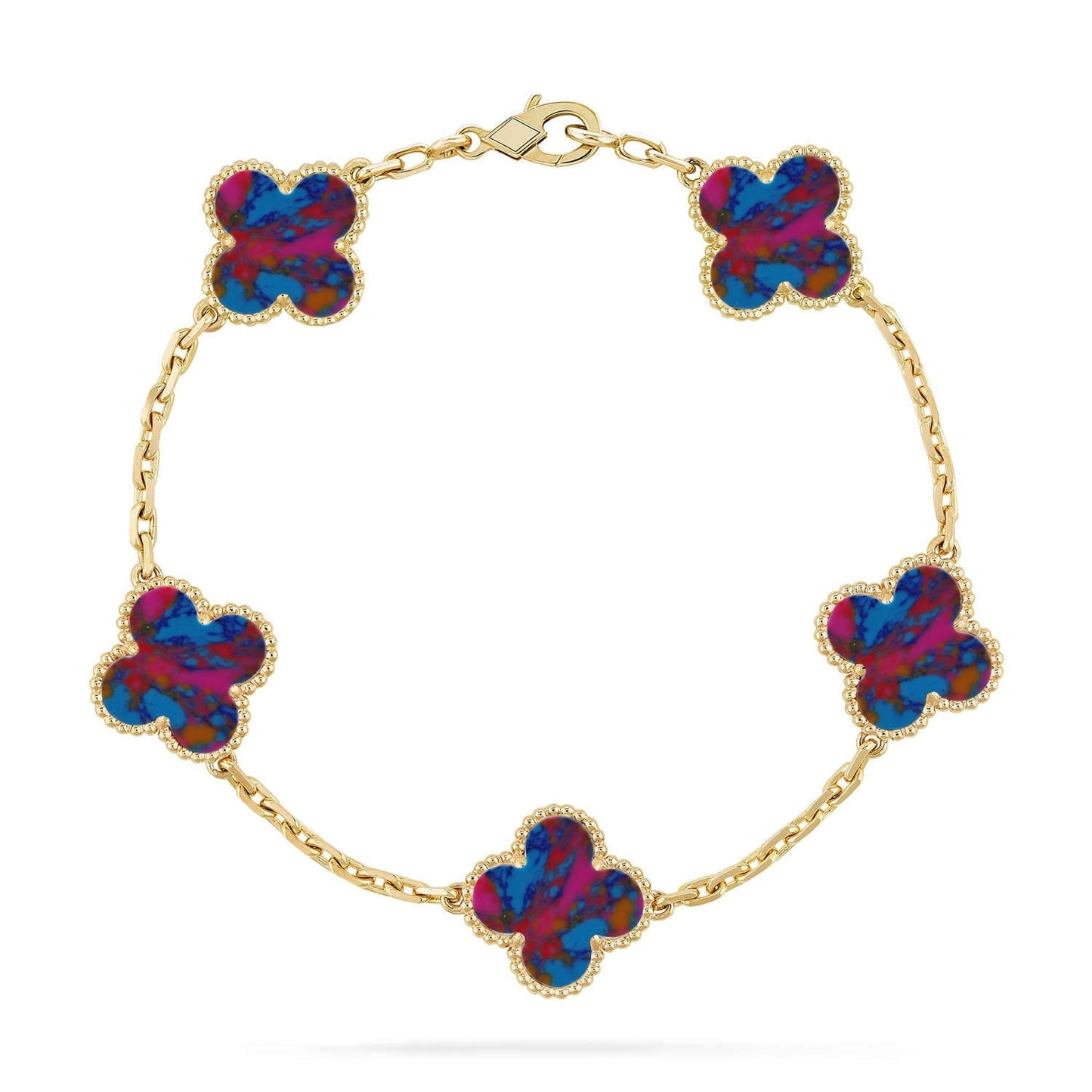 [Moco]New CLOVER 5 MOTIF COLOR GEMSTONES BRACELET COLLECTION
