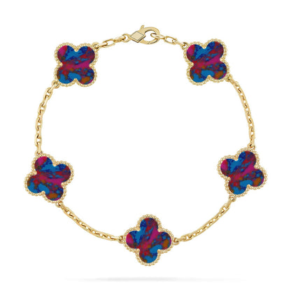 [Moco]New CLOVER 5 MOTIF COLOR GEMSTONES BRACELET COLLECTION