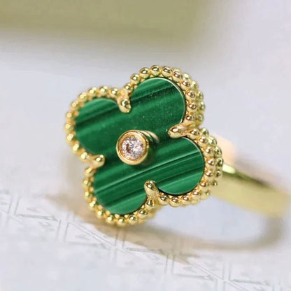 ¡®Moco¡¯CLOVER MALACHITE RING GOLD DIAMOND