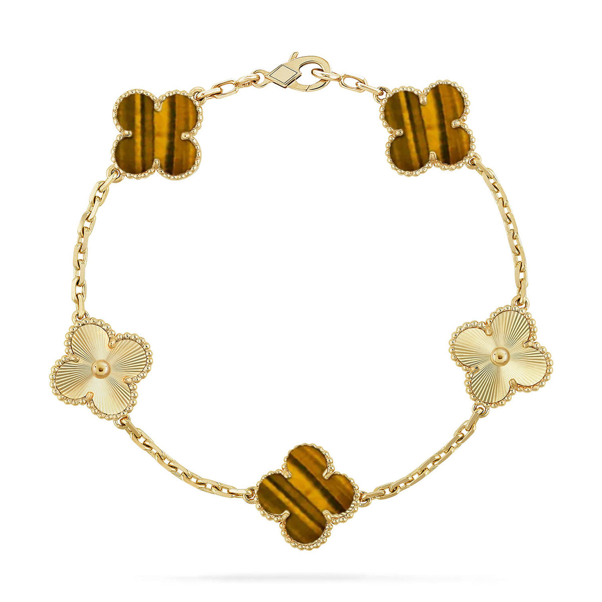 [Moco]New  CLOVER 5 MOTIFS TIGER EYE BRACELET COLLECTION