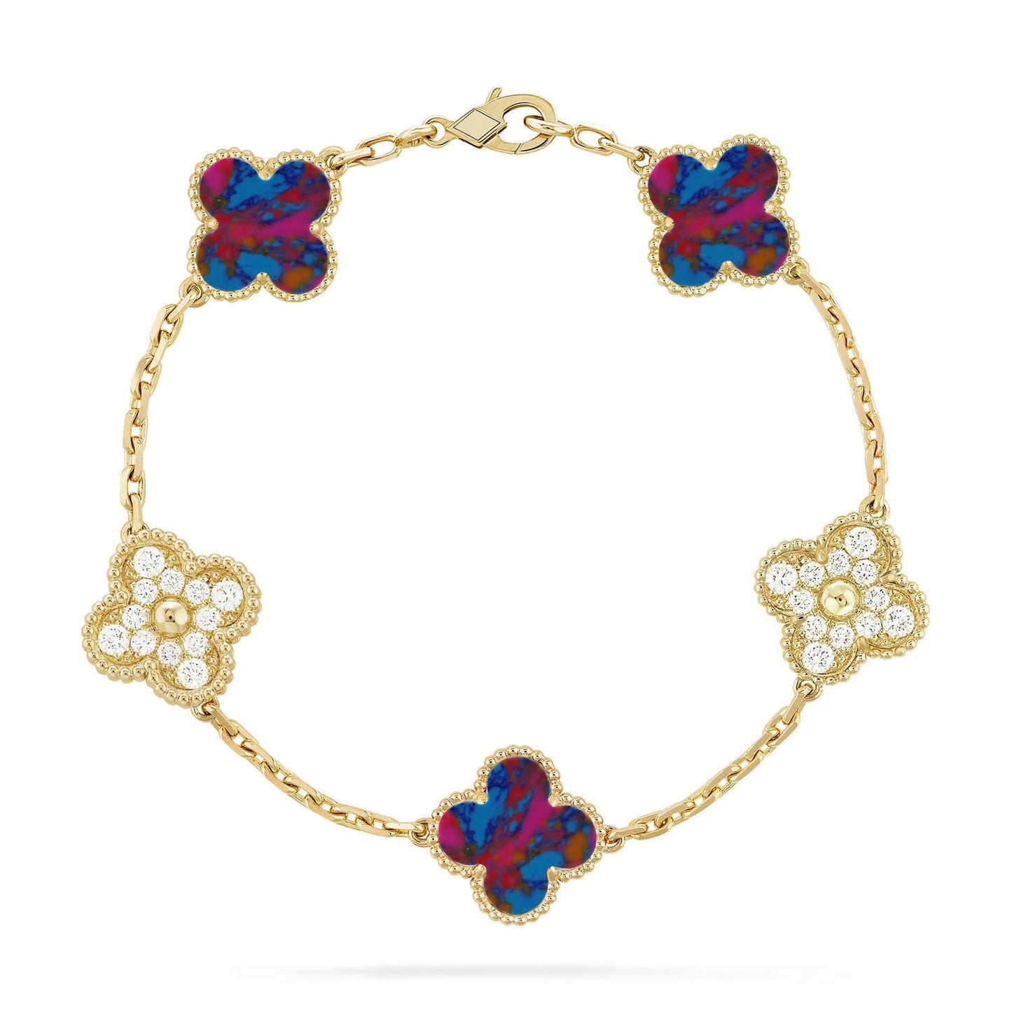 [Moco]New CLOVER 5 MOTIF COLOR GEMSTONES BRACELET COLLECTION