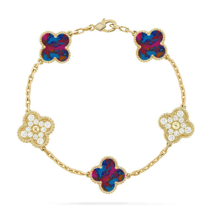 [Moco]New CLOVER 5 MOTIF COLOR GEMSTONES BRACELET COLLECTION