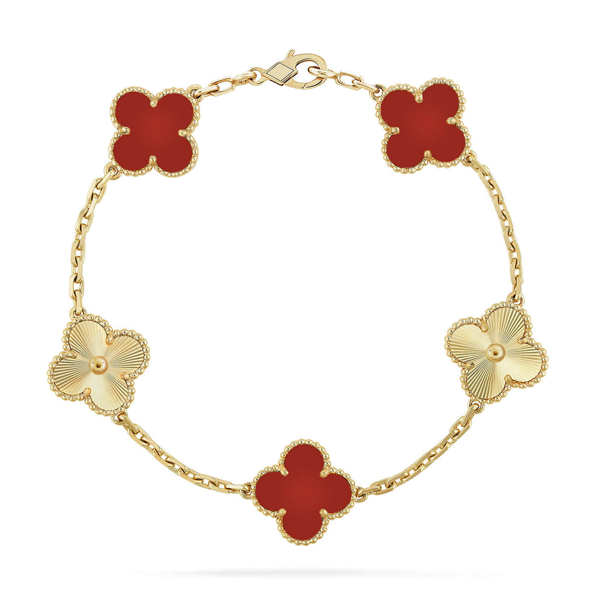 [Moco]New  CLOVER 5 MOTIF RED CORNELIAN BRACELET COLLECTION