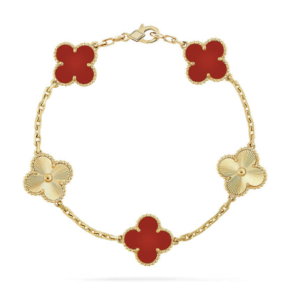 [Moco]New  CLOVER 5 MOTIF RED CORNELIAN BRACELET COLLECTION
