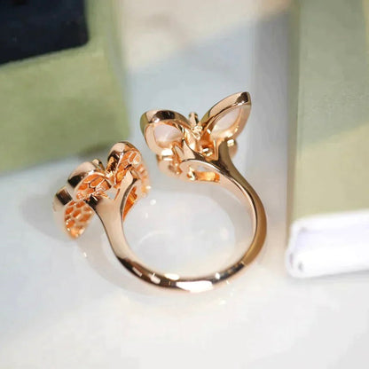 ¡®Moco¡¯TWIN BUTTERFLY DIAMOND MOP RING