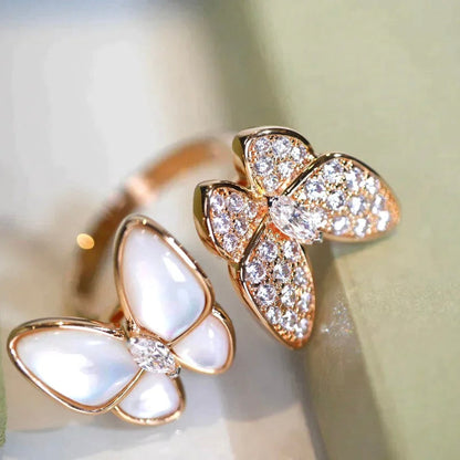 ¡®Moco¡¯TWIN BUTTERFLY DIAMOND MOP RING