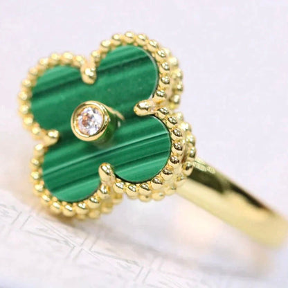 ¡®Moco¡¯CLOVER MALACHITE RING GOLD DIAMOND