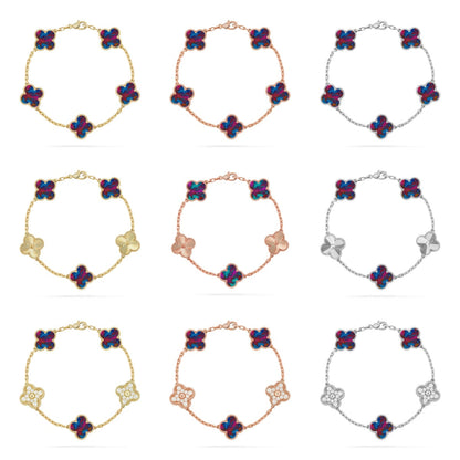 [Moco]New CLOVER 5 MOTIF COLOR GEMSTONES BRACELET COLLECTION