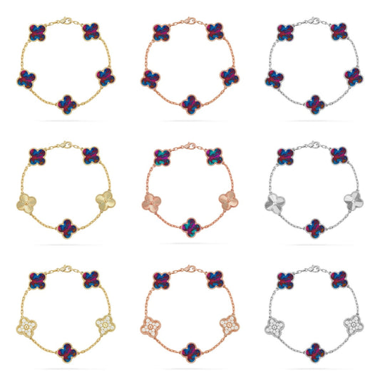 [Moco]New CLOVER 5 MOTIF COLOR GEMSTONES BRACELET COLLECTION