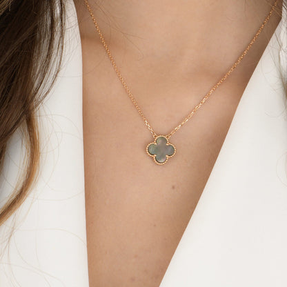 ¡®Moco¡¯CLOVER 15MM  GRAY MOTHER OF PEARL NECKLACE