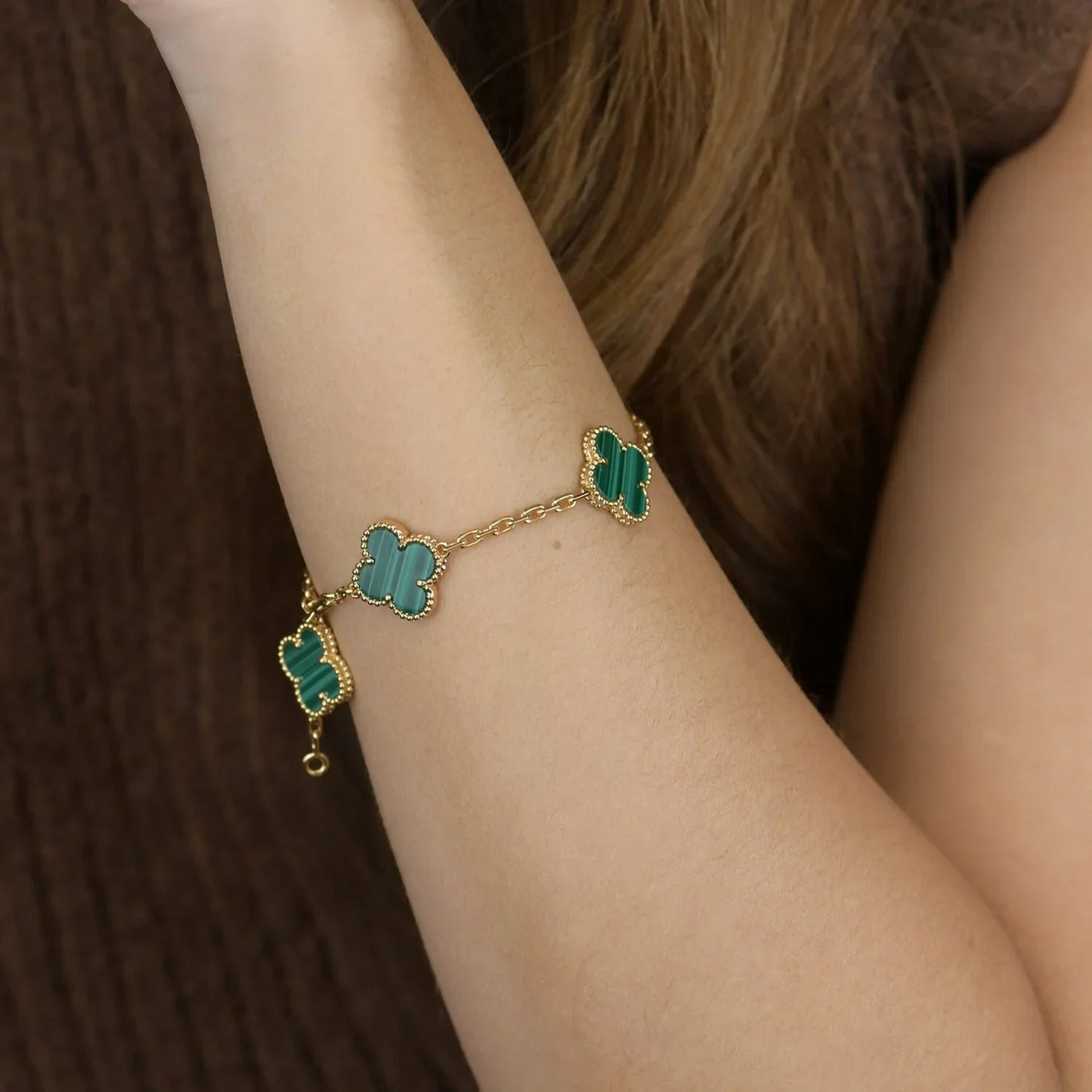 [Moco]New  CLOVER 5 MOTIF MALACHITE BRACELET COLLECTION