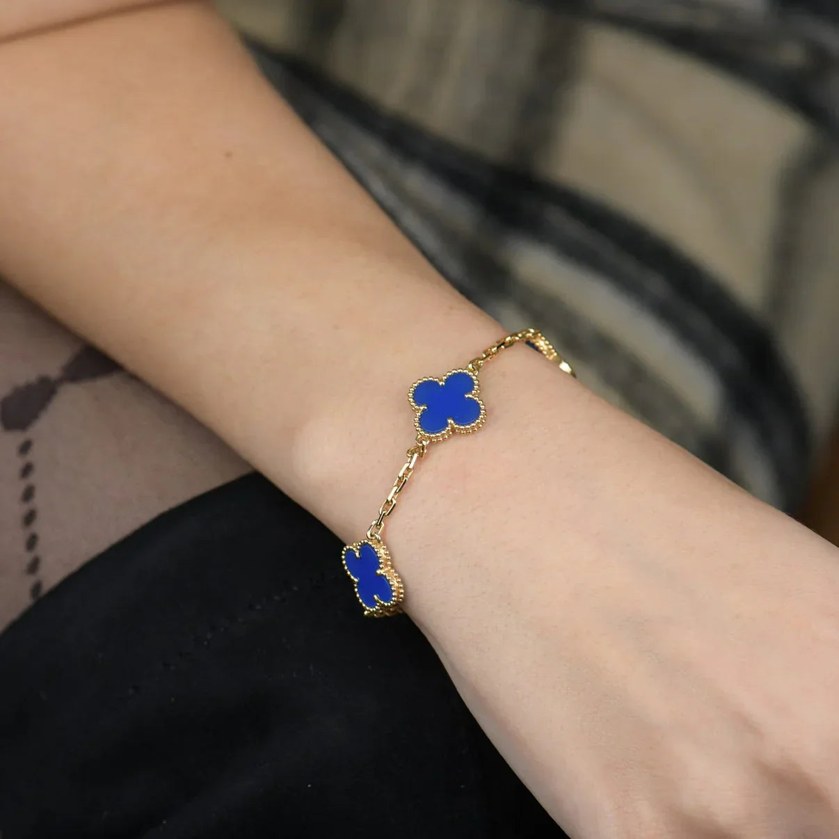 [Moco]New CLOVER 5 MOTIF BLUE AGATE BRACELET COLLECTION