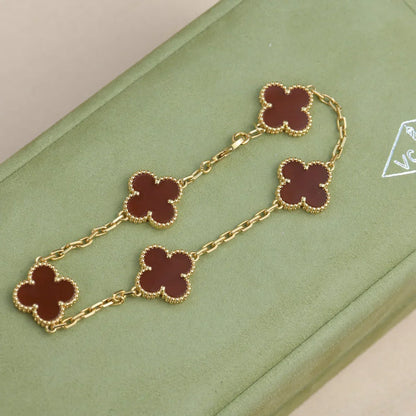 [Moco]New  CLOVER 5 MOTIF RED CORNELIAN BRACELET COLLECTION