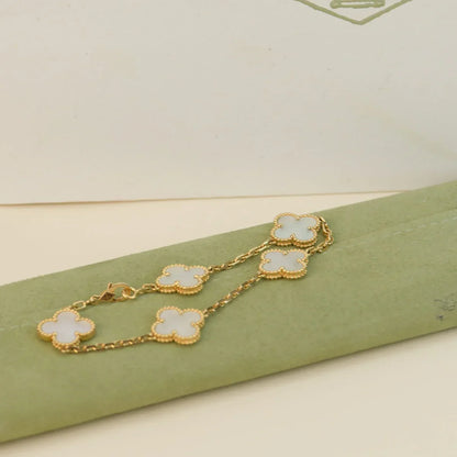 [Moco]New CLOVER WHITE PEARL MOP 5 MOTIF BRACELET COLLECTION
