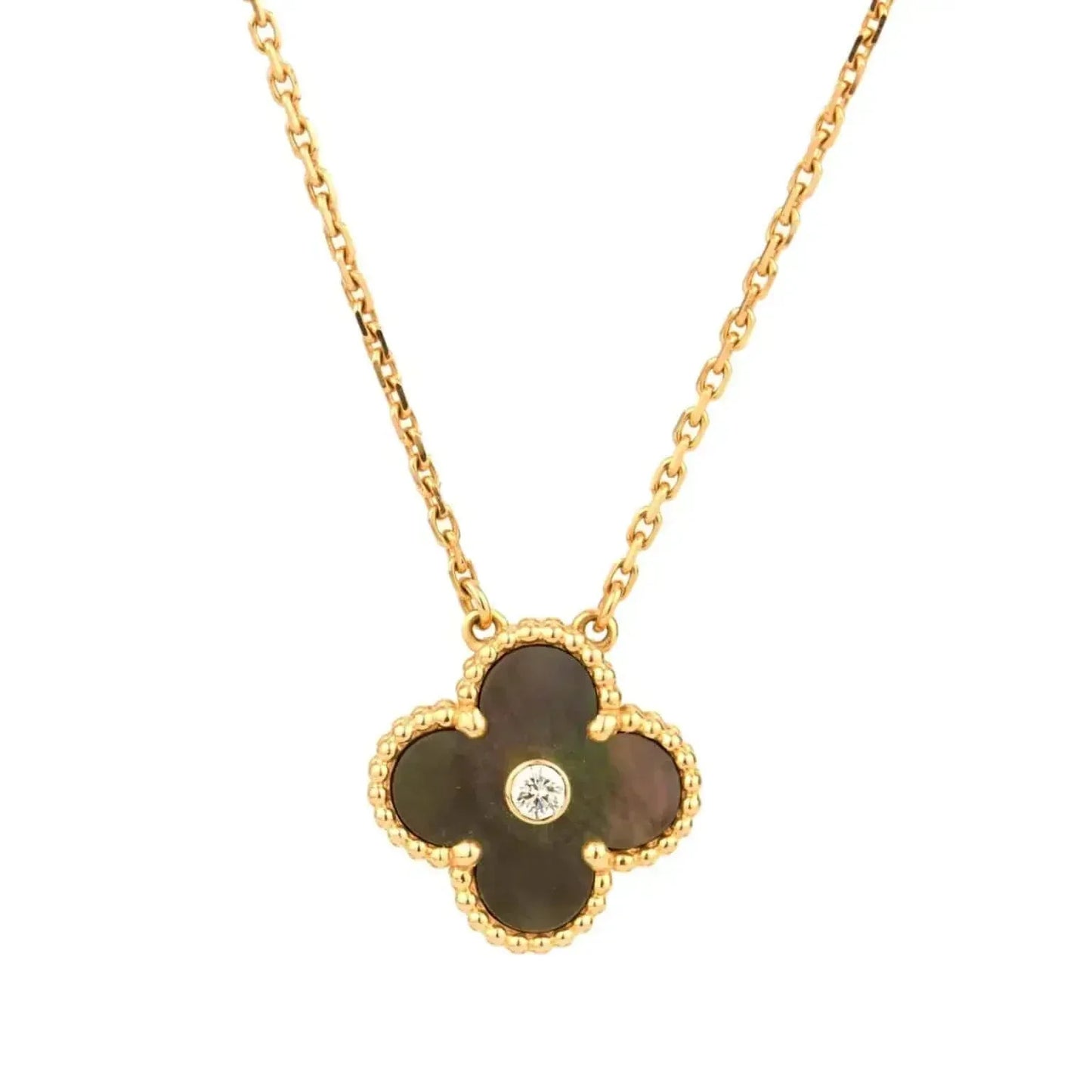 ¡®Moco¡¯CLOVER 15MM DIAMOND AND MOTHER-OF-GREY NECKLACE
