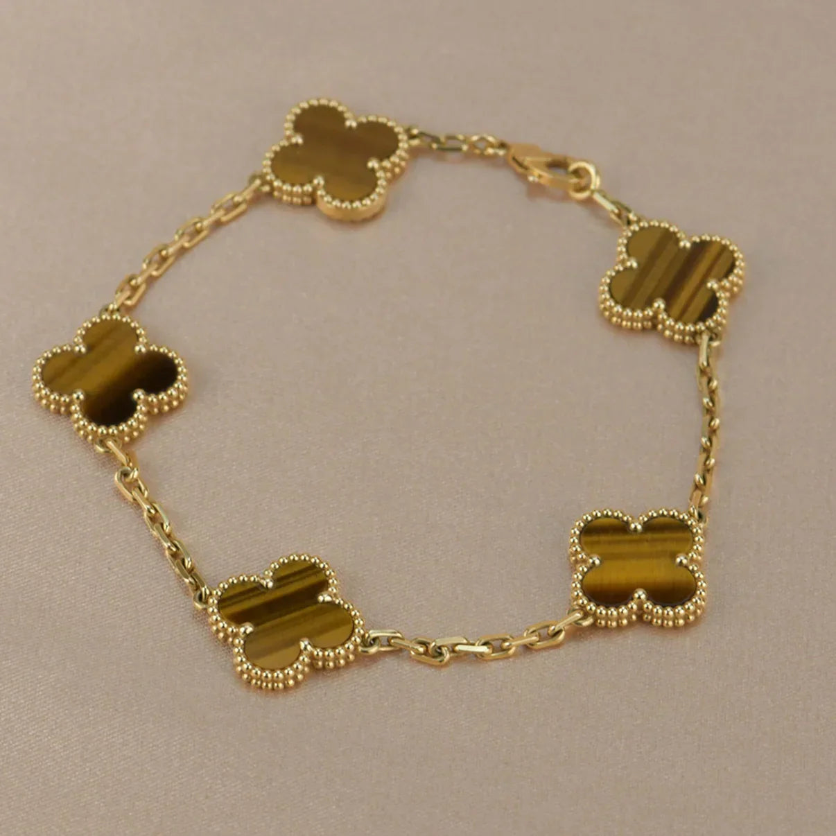 [Moco]New  CLOVER 5 MOTIFS TIGER EYE BRACELET COLLECTION