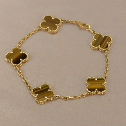 [Moco]New  CLOVER 5 MOTIFS TIGER EYE BRACELET COLLECTION